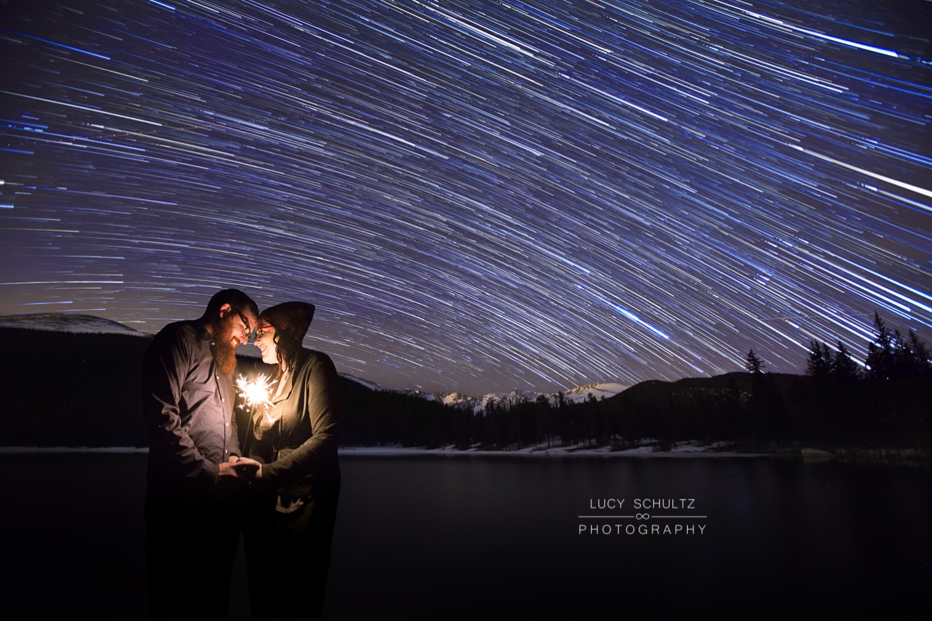 Star Trails Engagement Photos in Evergreen