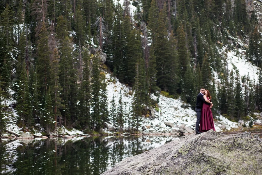 Emerald Lake Engagement Photos in Rocky Mountain National Park