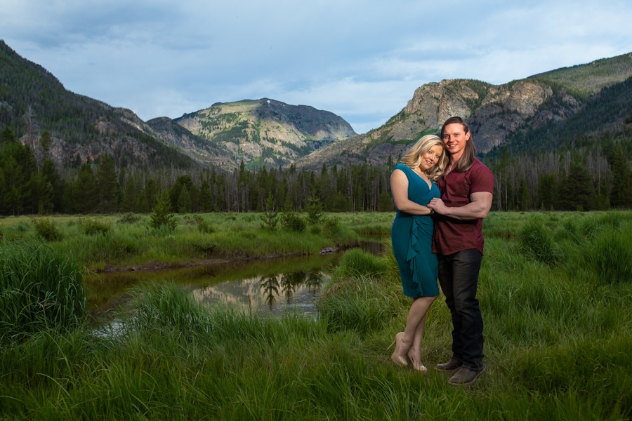 Adams Falls Engagement Photos in Rocky Mountain National Park