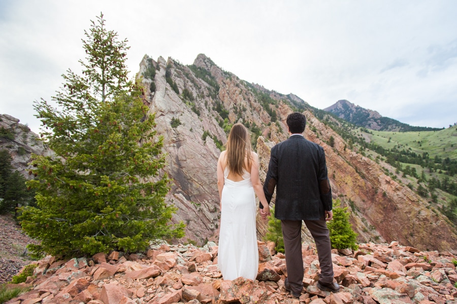 Eldorado Canyon is the background of this elopement portrait who chose a State Park for their elopement.