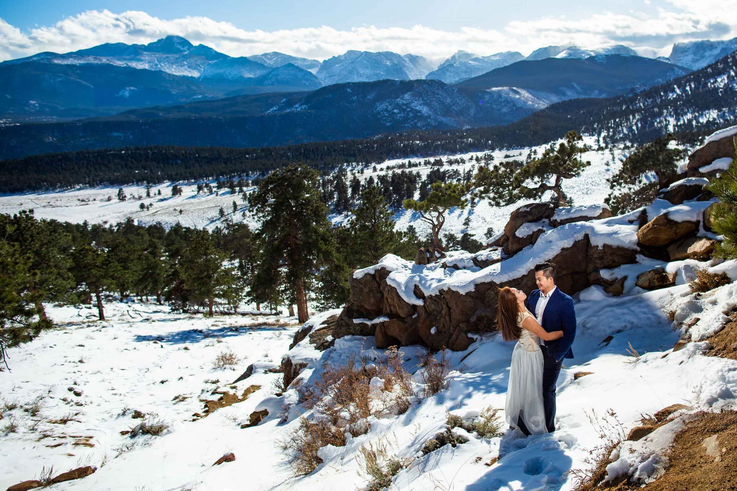 Winter Rocky Mountain National Park Engagement Photos