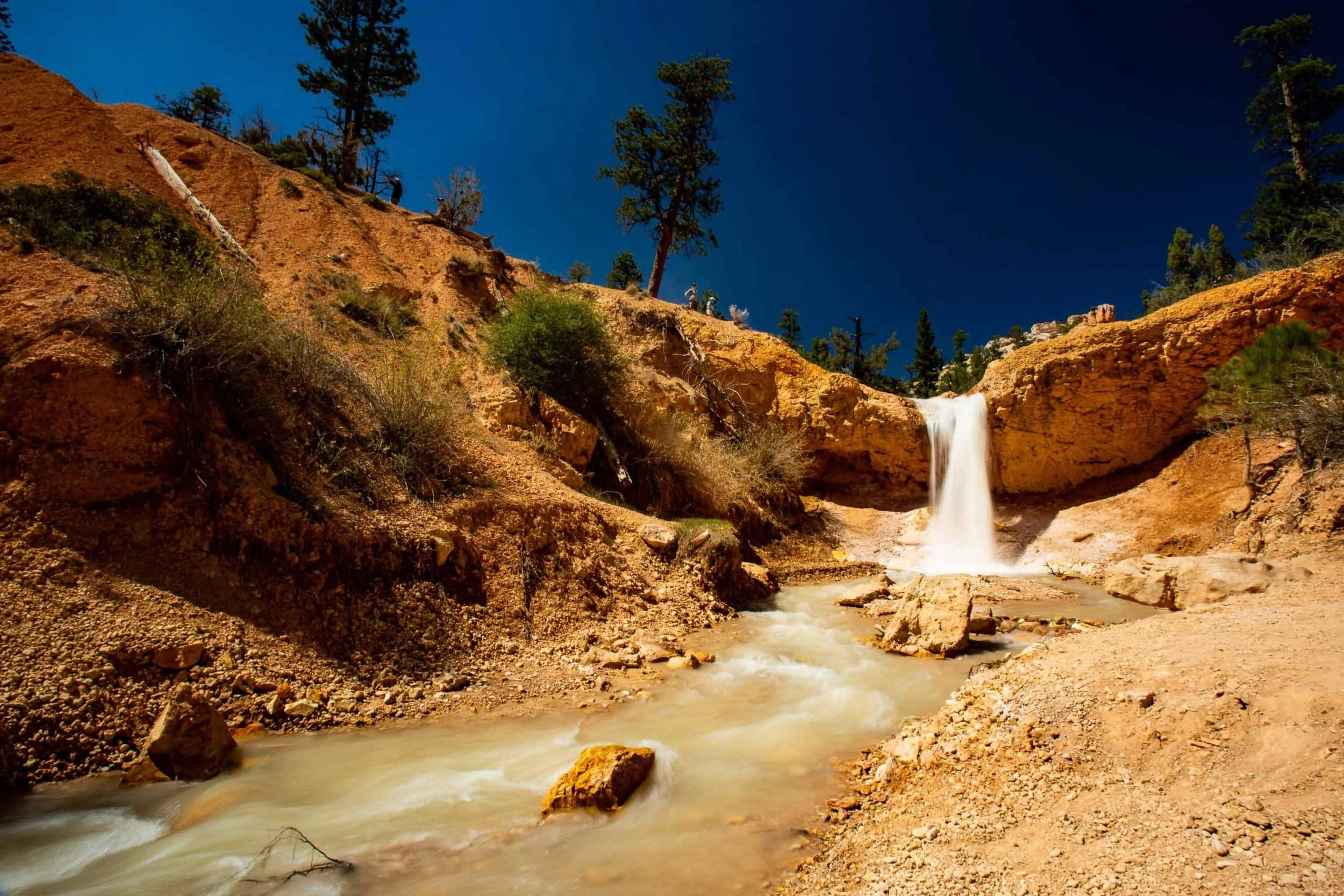 The waterfall in Bryce Canyon National Park is awesome in spring.