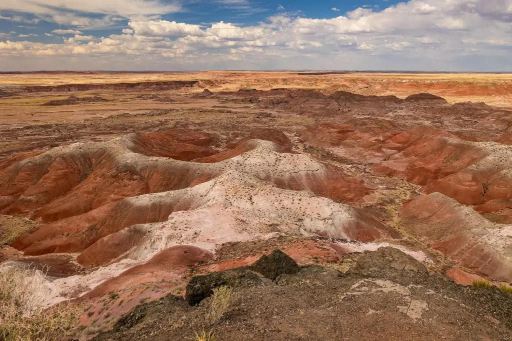 The painted desert is a red earth landscape in eastern Arizona.