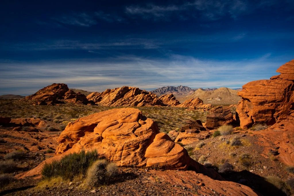 Landscape with similar rock formations to Valley of Fire in southern Nevada.