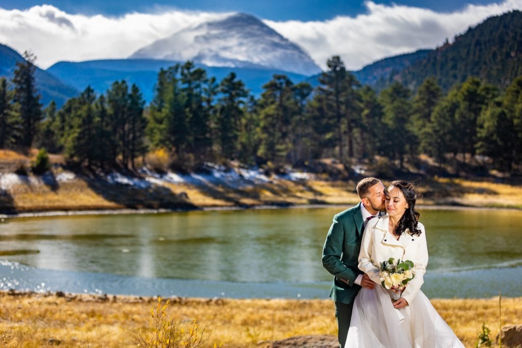 An elopement couple at Copeland Lake in Rocky Mountain National Park.
