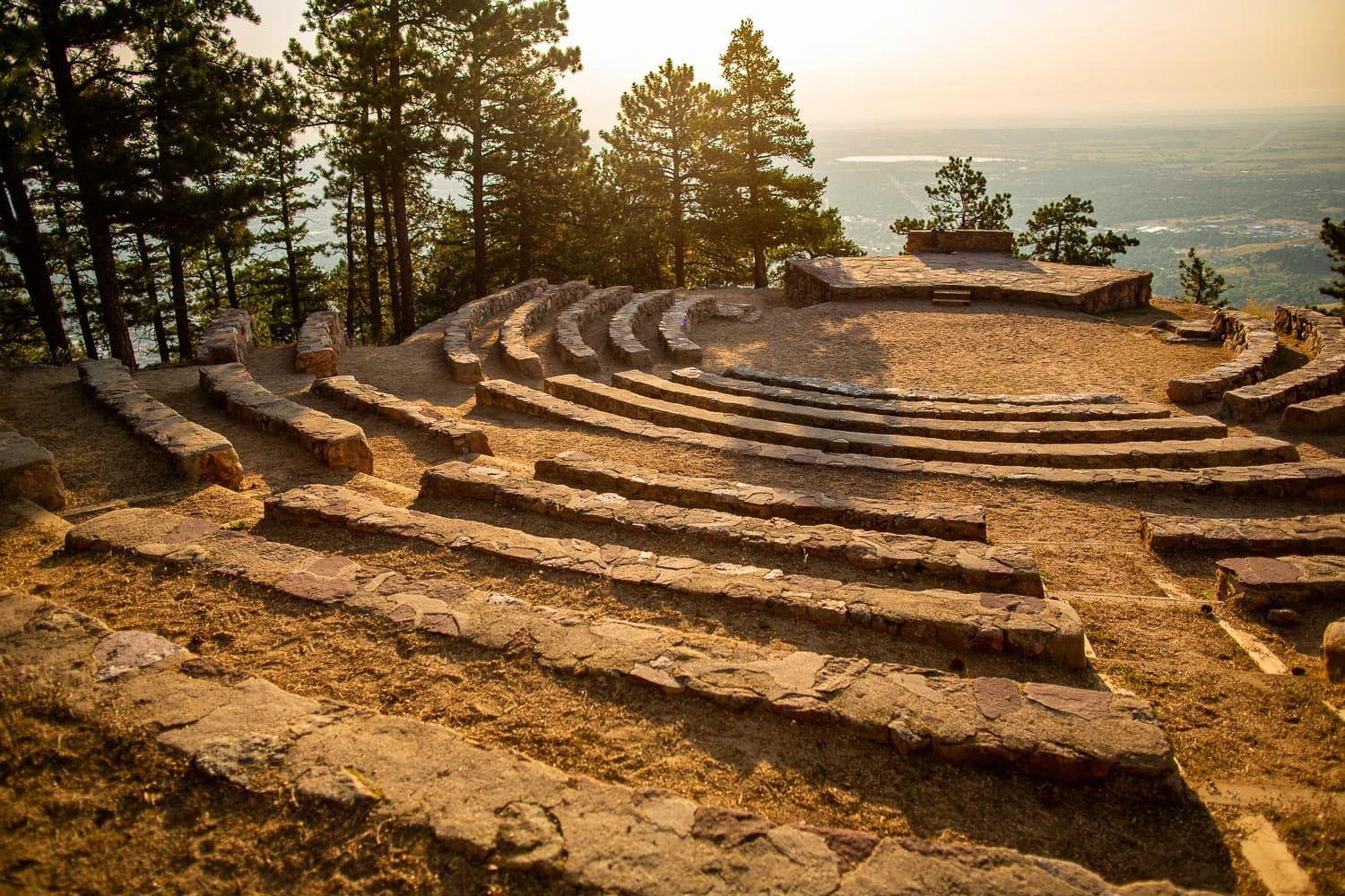 Sunrise amphitheater, a reserveable elopement location in Boulder, is seen here at sunrise.