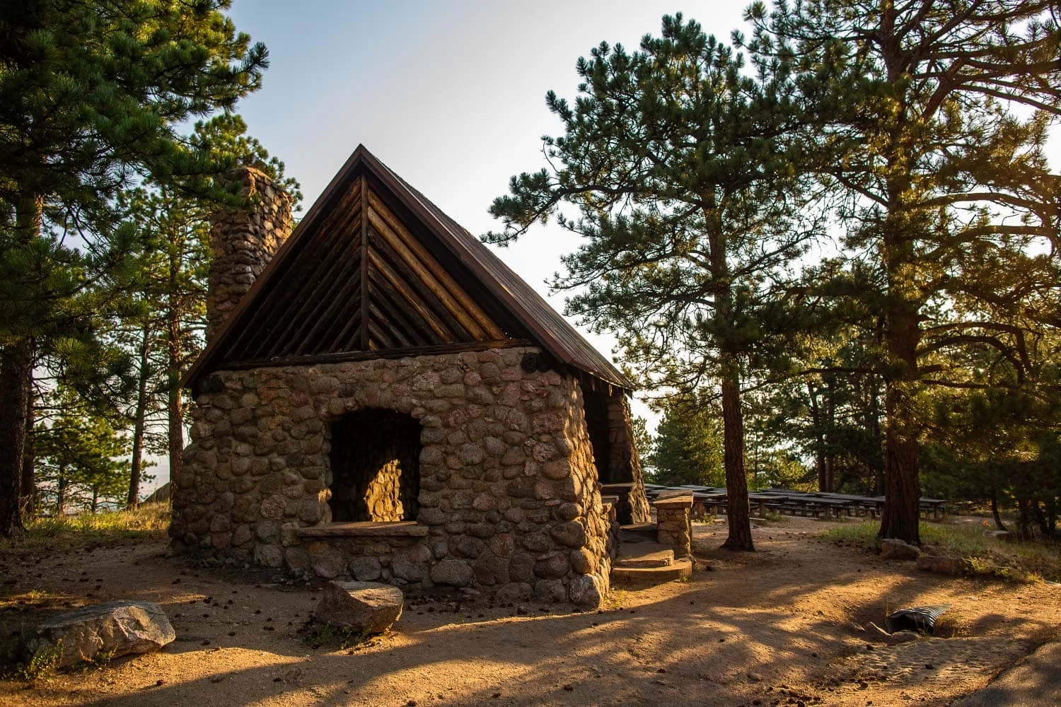 A stone shelter on flagstaff mountain in Boulder is a location for weddings and elopements.