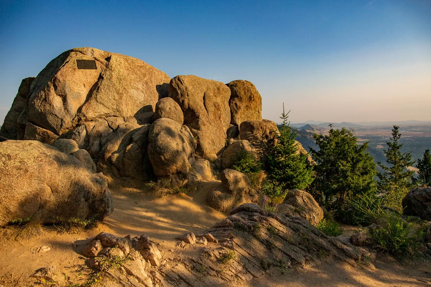 A rock pile overlooking Boulder from flagstaff mountain.