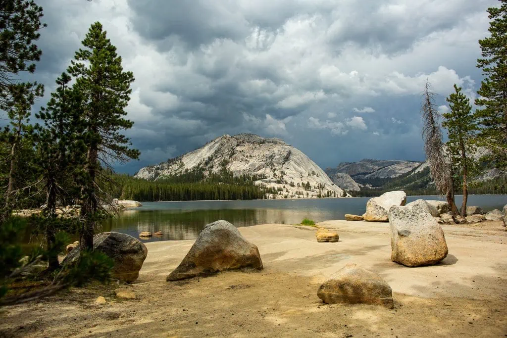 Tenaya Lake in Yosemite National Park is a focal point along Tioga Road and is a good elopement location.