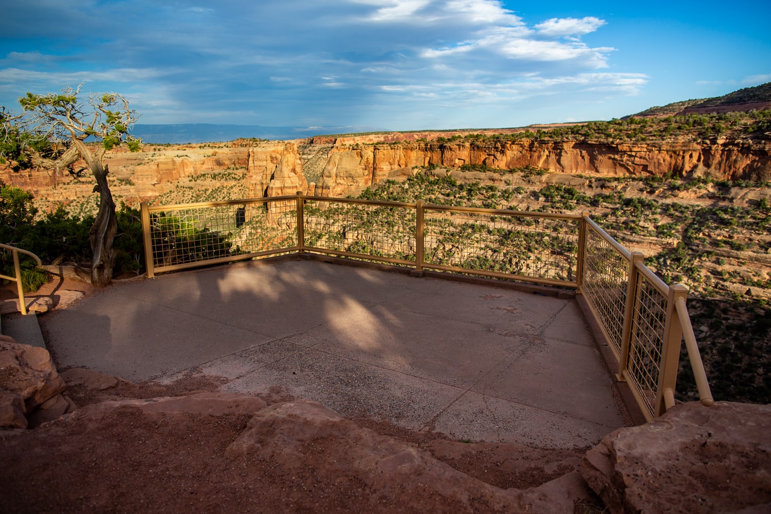 A gated lookout point at Colorado National Monument park.