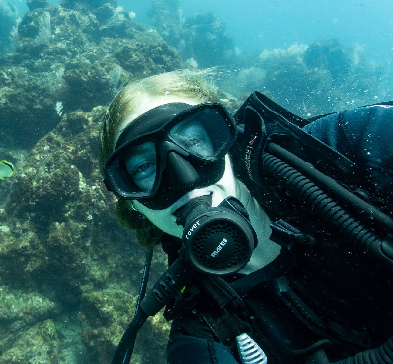 Lucy id PADI scuba certified photographer diving in Costa Rica.