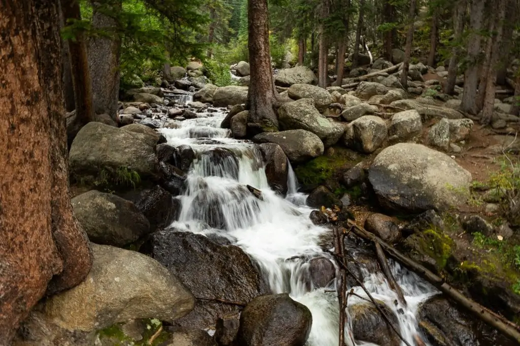A small waterfall on the edge of Mt. Evans