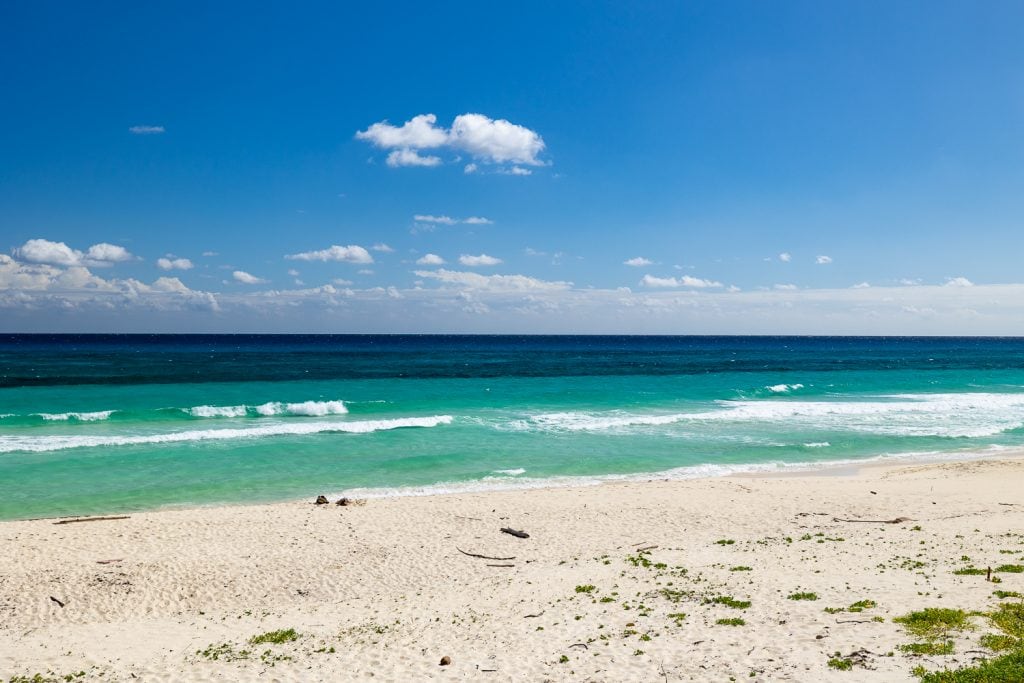 A perfect tropical white sand beach on cozumel