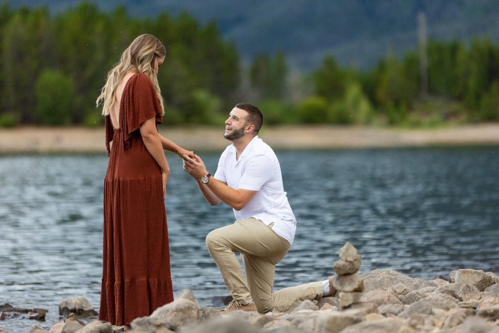 A breckenridge proposal unfolds as a man asks his girlfriend to marry him.