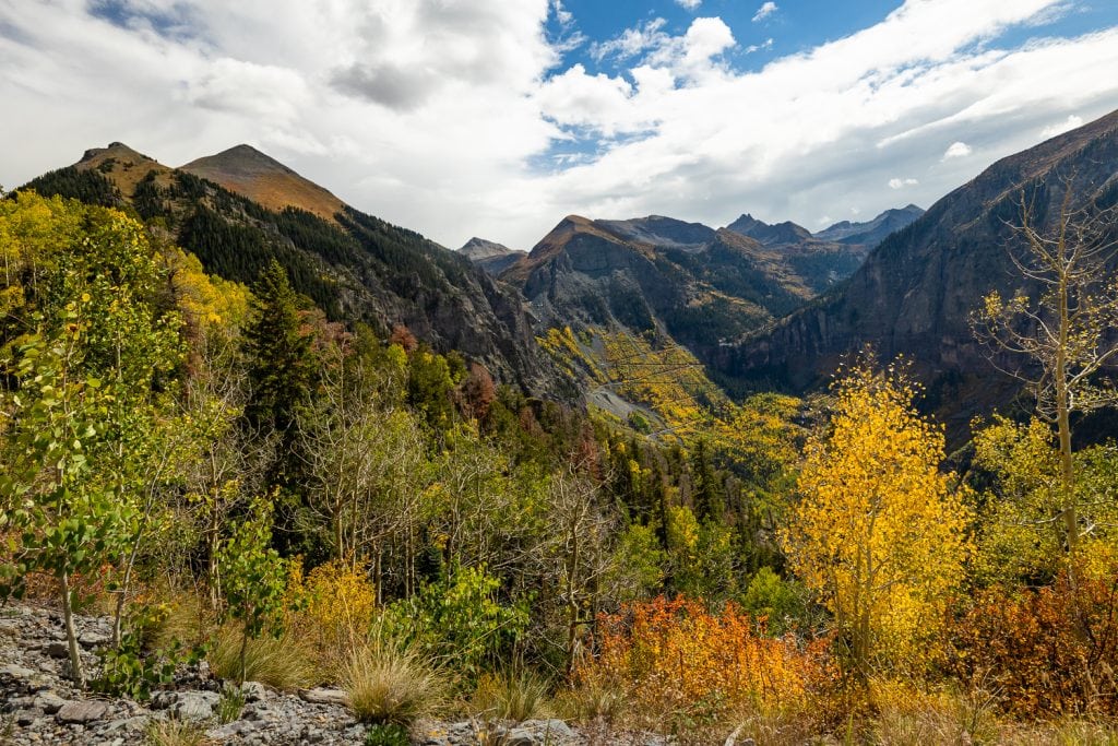 The view of telluride, colorado during fall.