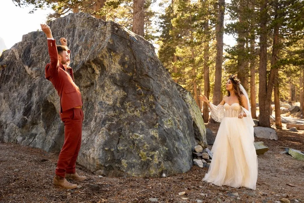 A yosemite elopement in the forest.