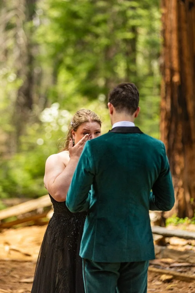 An emotional elopement ceremony in Yosemite national park by candid elopement photographer Lucy Schultz.