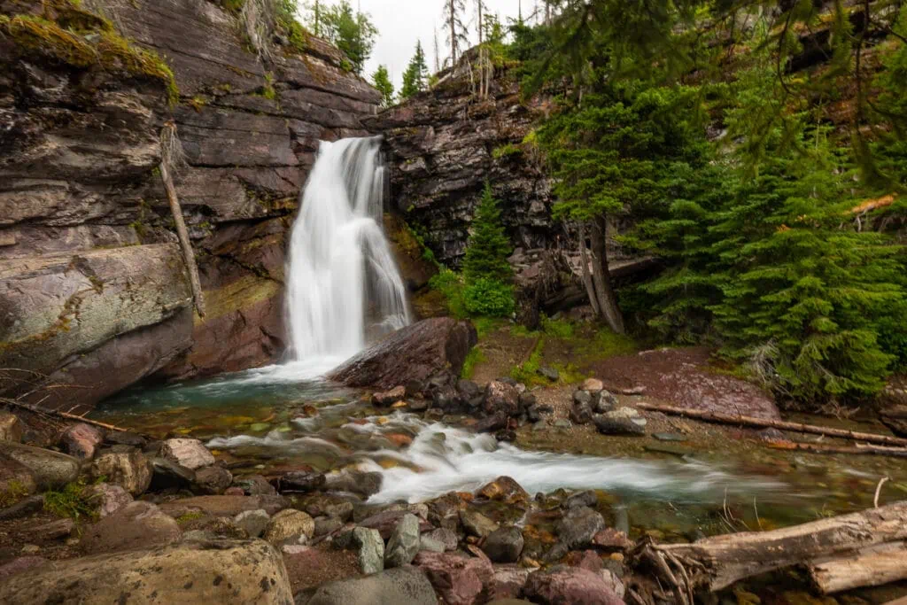 Baring Falls are a blur in this landscape photo by Glacier National Park photographer Lucy Schultz.