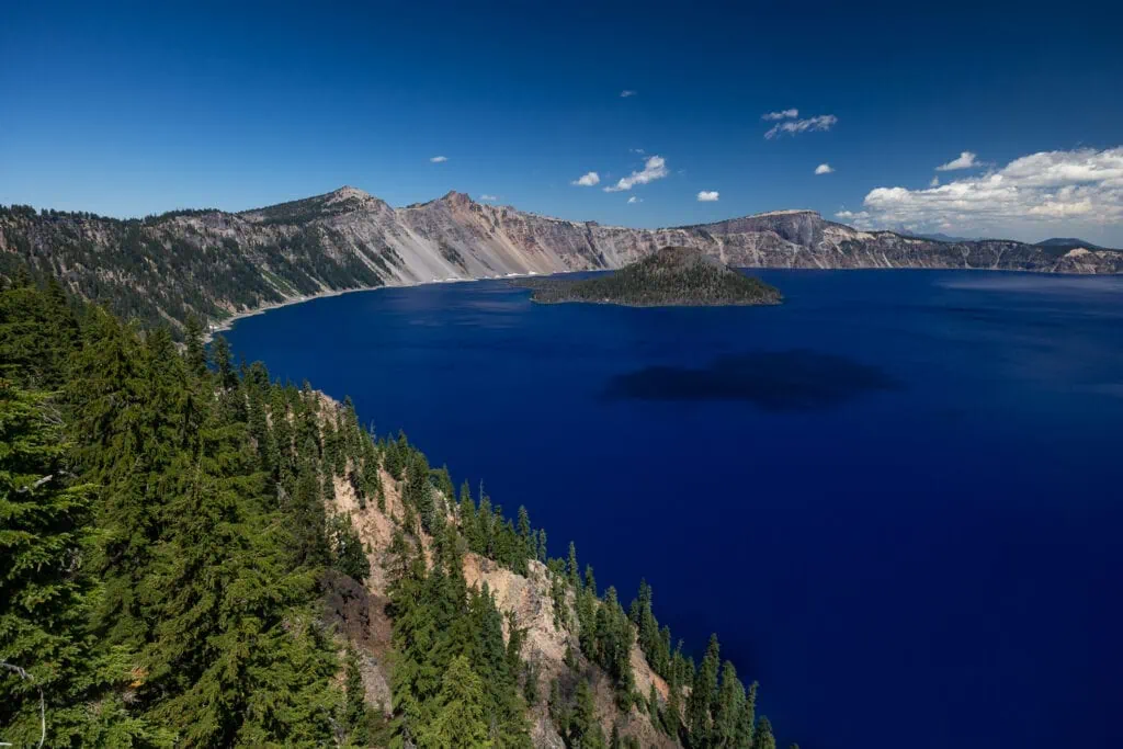 The view of Crater Lake from Sinnott Overlook near the Rim Village.